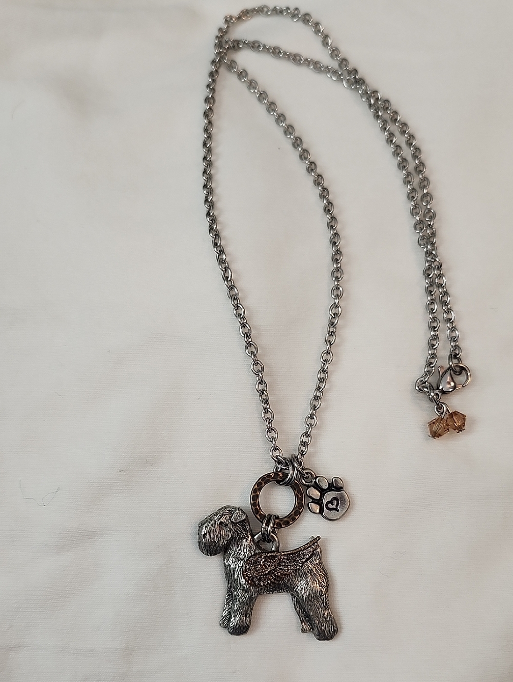 Wheaten Terrier Angel Pet Memorial Pendant Silver Tone 22" Link Chain